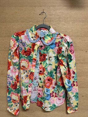 Manoush Yellow Multicolor Floral Collar Blouse